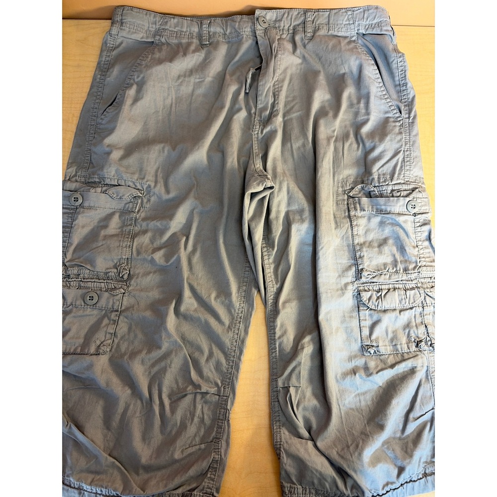 Buffalo David Bitton Mens Gray Cargo Shorts Multi Pocket Utility Size 36W